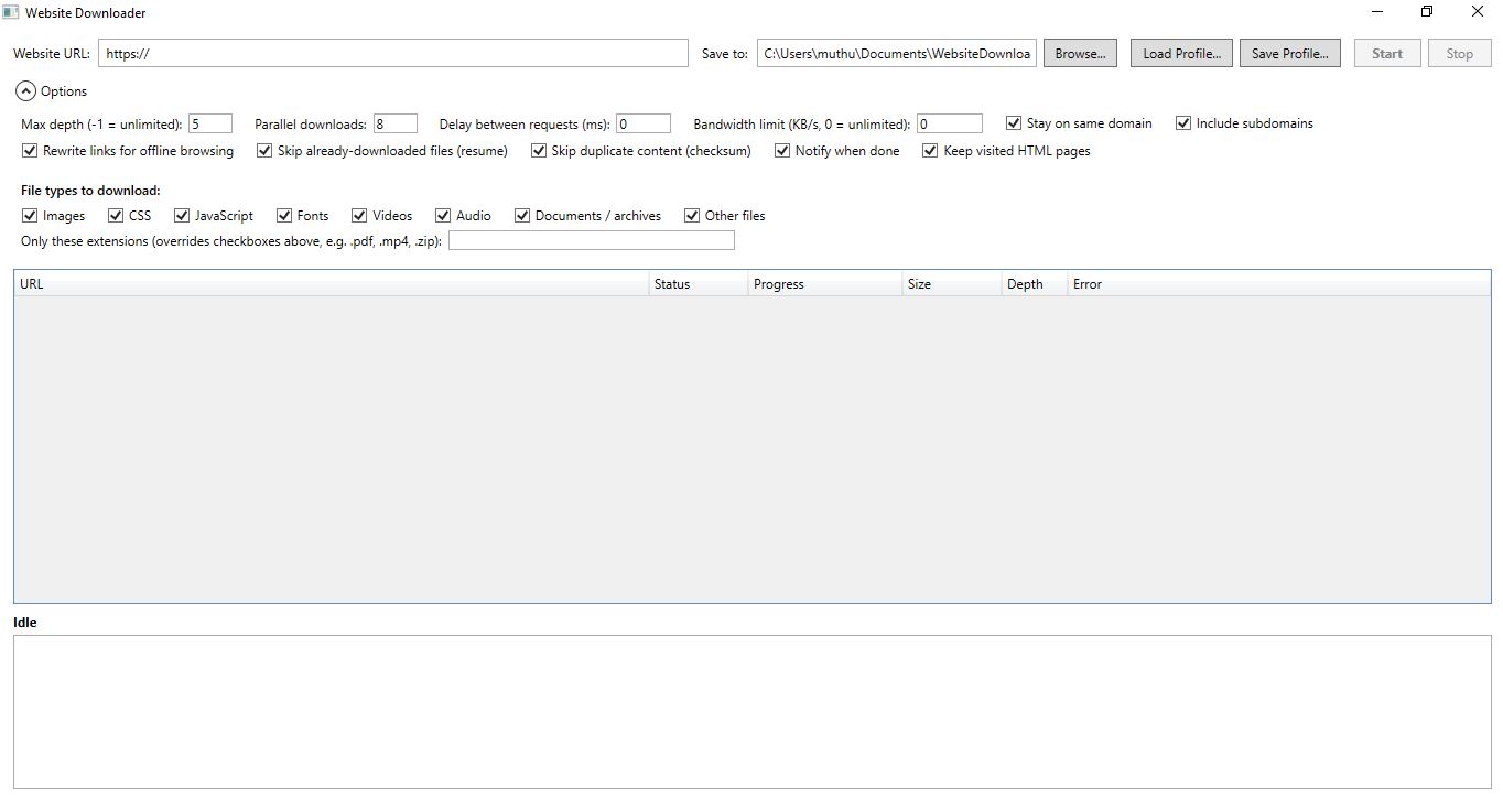 Website Downloader - Offline Site Mirror & File Harvester for Windows